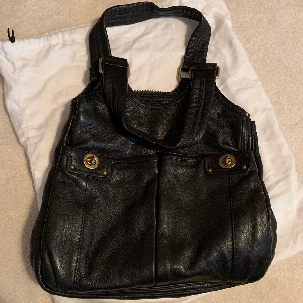 Marc Jacobs black leather tote with care bag